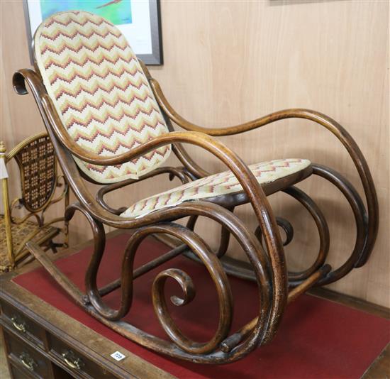 A bentwood rocking chair